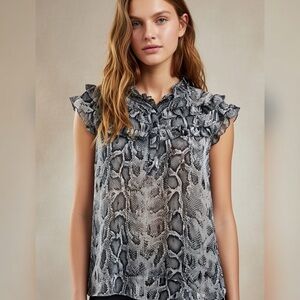 Rebecca Taylor Snake Print Sheer Blouse Size 10